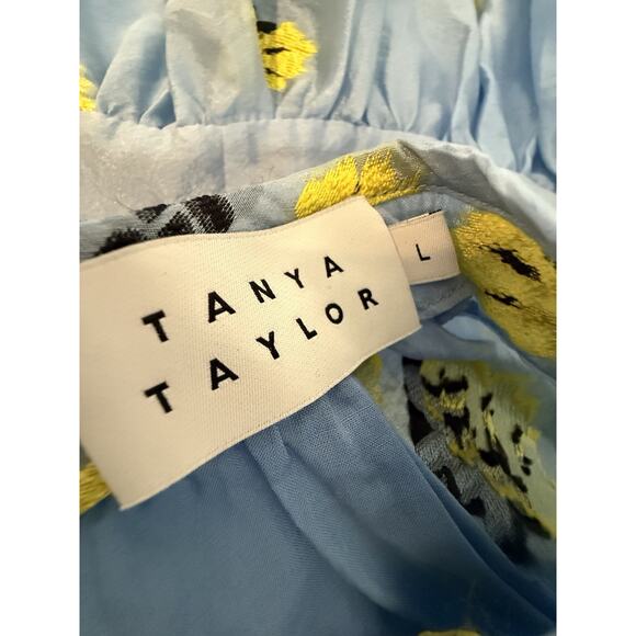 Tanya Taylor Dress Girls L Blue Floral Mini Eliza Kids Yellow Ruffle Chiffon 12 - Picture 5 of 7
